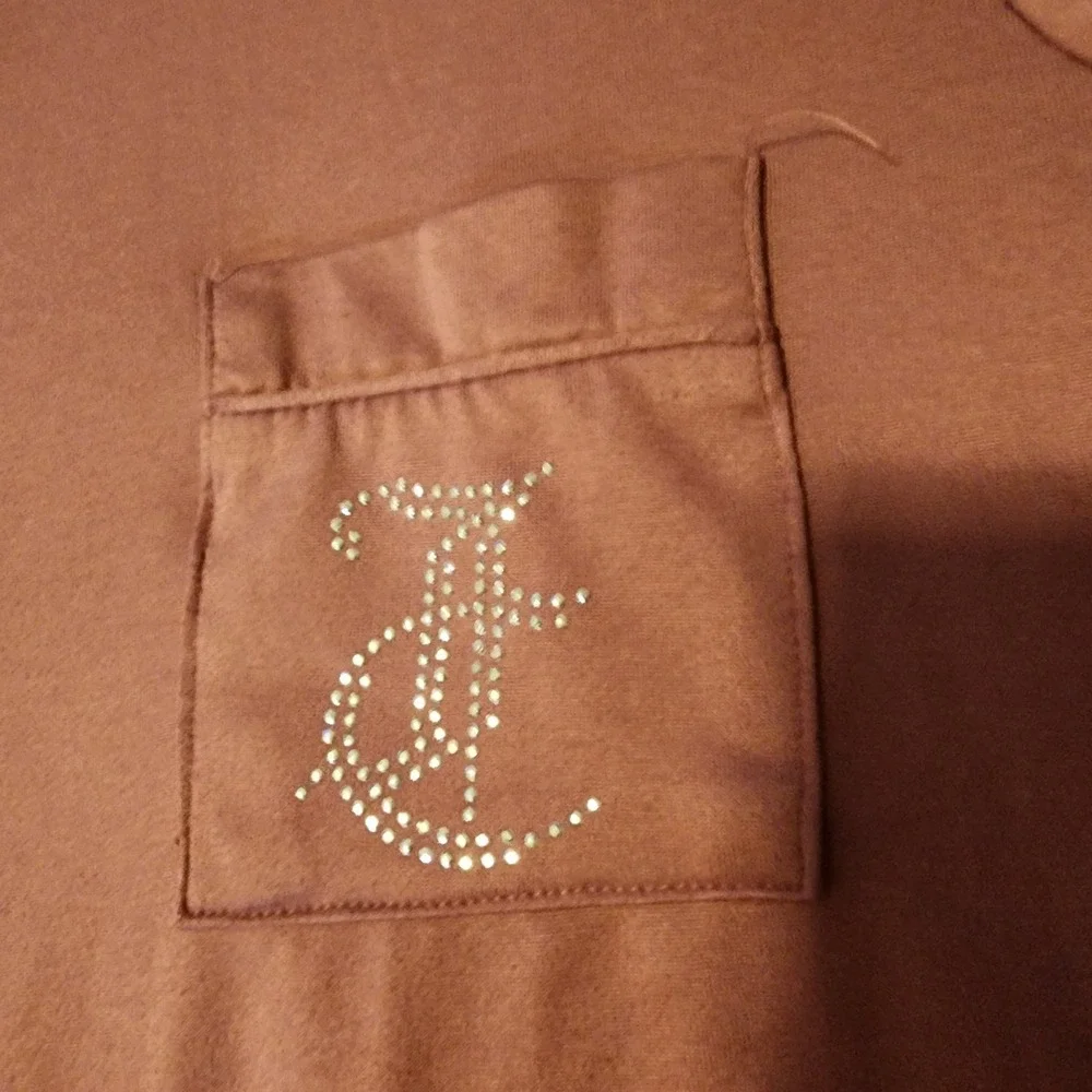 Juicy Couture Long‎ Pant Pajama Set Studded Mauve Sz L. Short Sleeve Button Up